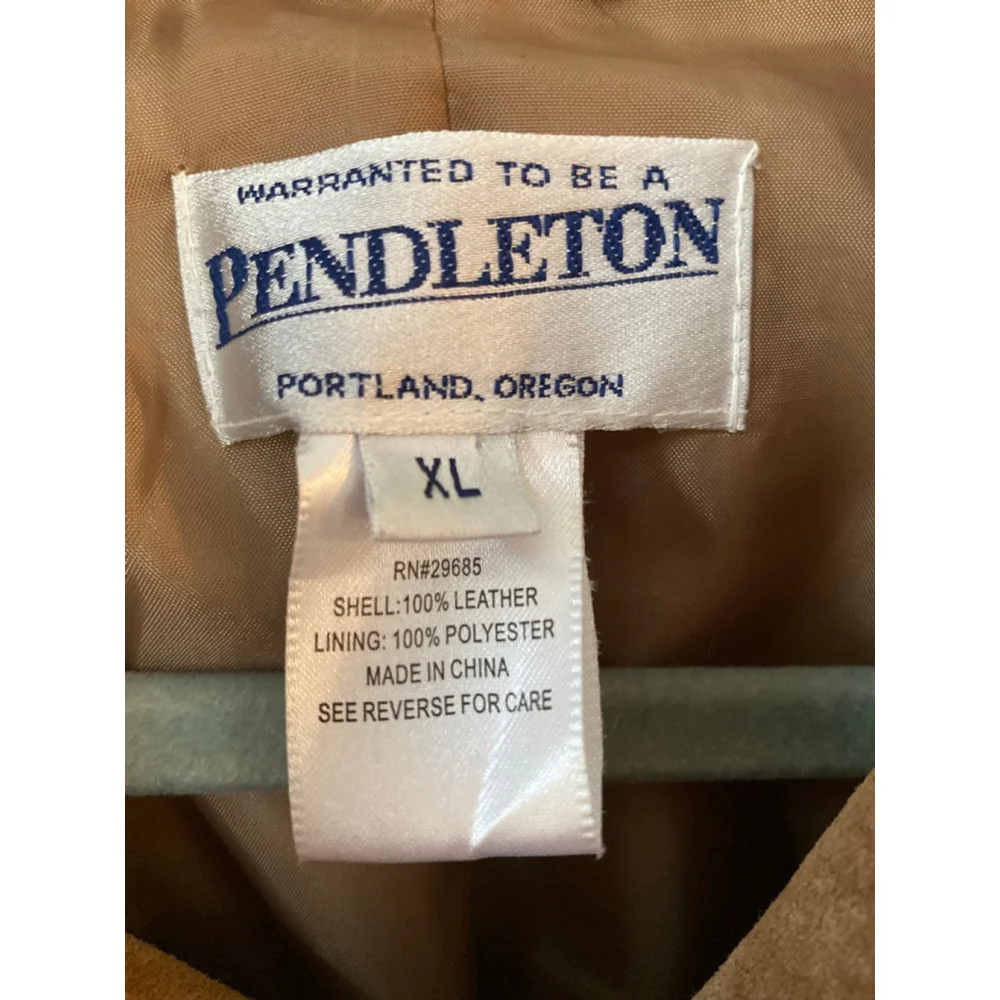 Pendleton 100 Leather Shacket Camel Distressed Farm Western Ranch Cottagecore XL - Picture 4 of 5